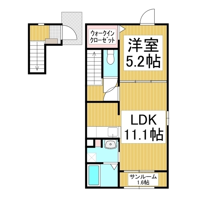 長野市豊野町蟹沢のアパートの間取り