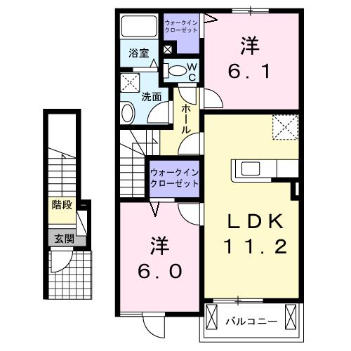 防府市岸津のアパートの間取り