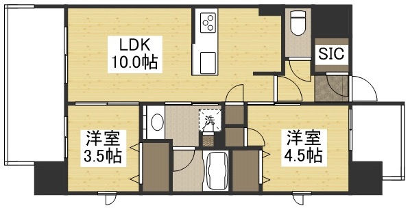 岡山市北区磨屋町のマンションの間取り