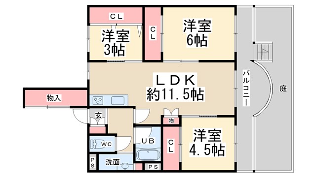 グリーンハイツ向陽　４号棟の間取り