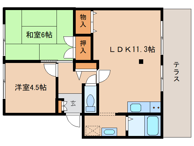 橿原市曽我町のアパートの間取り