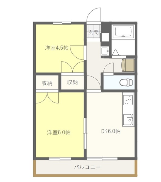 郡山市安積町長久保のマンションの間取り