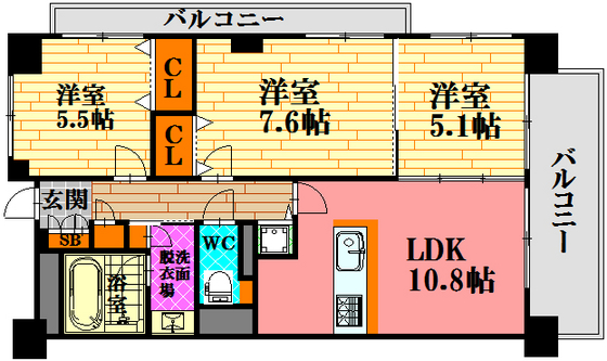 広島市東区牛田本町のマンションの間取り