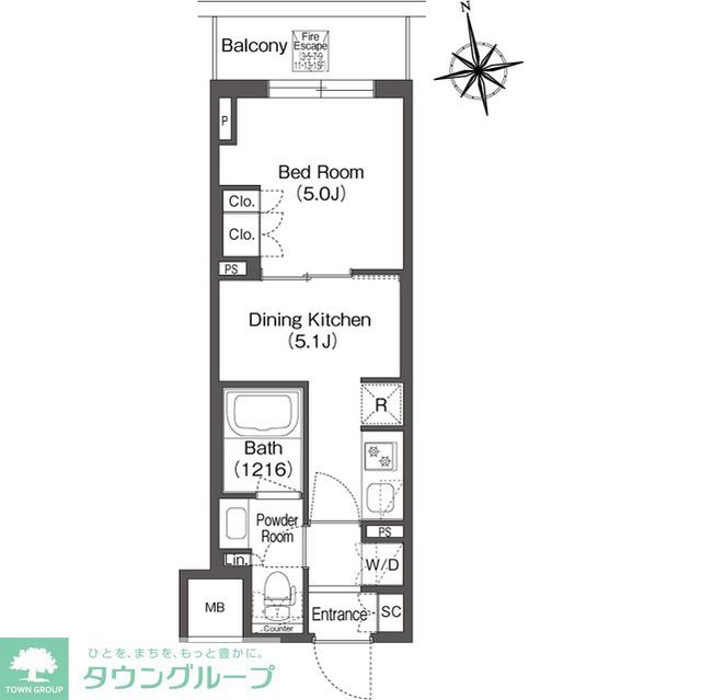 台東区東上野のマンションの間取り