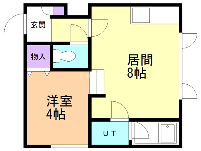 函館市富岡町のアパートの間取り