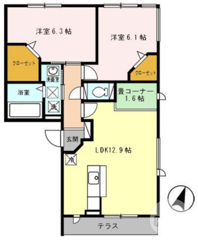 堺市中区深井水池町のアパートの間取り