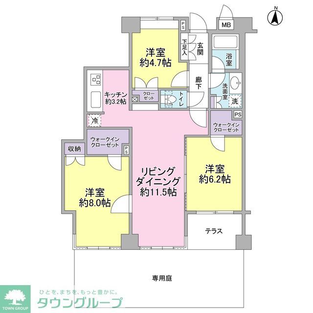 世田谷区若林のマンションの間取り