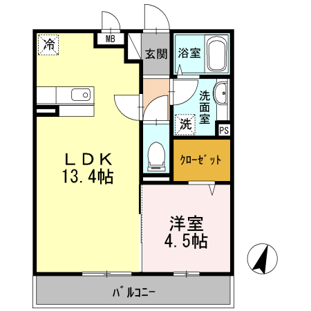 大阪市平野区平野宮町のマンションの間取り