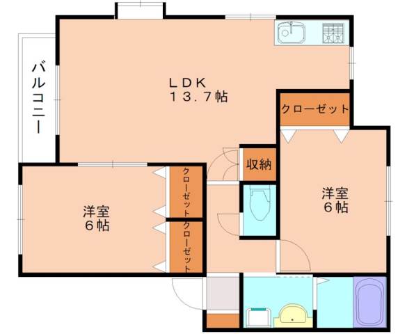 宗像市須恵のアパートの間取り