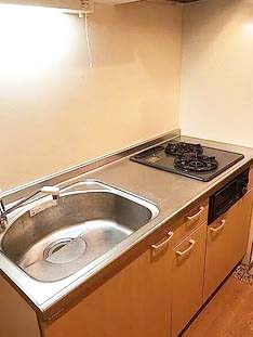 キッチン　★2口コンロ、グリル付きシステムキッチン★