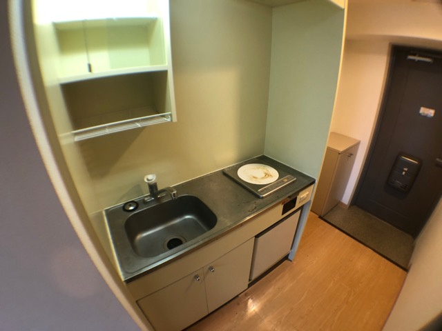 キッチン　1口IHコンロで火を使わず、料理初心者の方にもおすすめです！