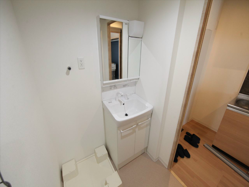 洗面設備　脱衣所　独立洗面台（シャンプードレッサー付）収納スペース有