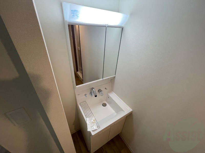 洗面設備　シャンプードレッサー。身支度はここでばっちりですね。