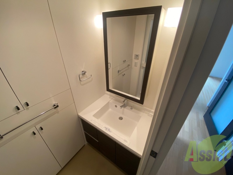 洗面設備　シャンプードレッサー。身支度はここでばっちりですね。