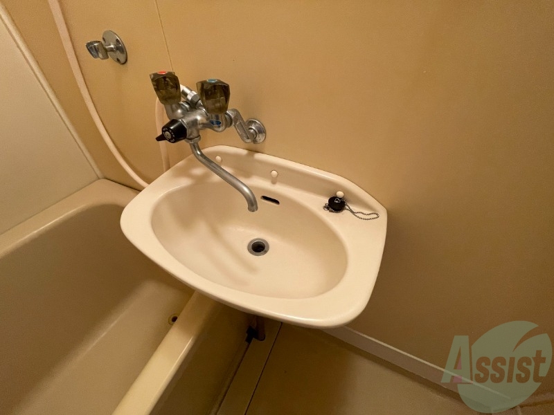 洗面設備　洗面台はバスルームの横に付いていました．