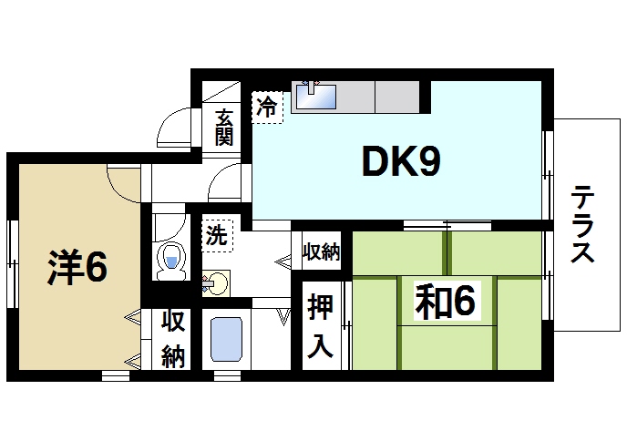 近鉄京都線 高の原駅 バス乗車時間：7分 最寄りバス停で下車 徒歩7分 2階建 築30年の間取り写真