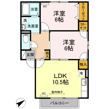 ＪＲ境線 後藤駅 徒歩18分 2階建 築28年の間取り写真
