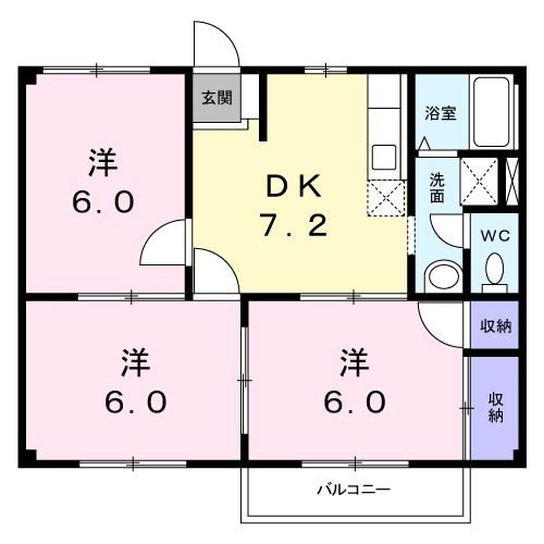 京王相模原線 京王堀之内駅 徒歩12分 2階建 築34年の間取り写真