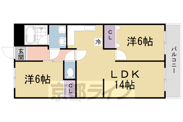 京都市伏見区向島津田町のマンションの間取り