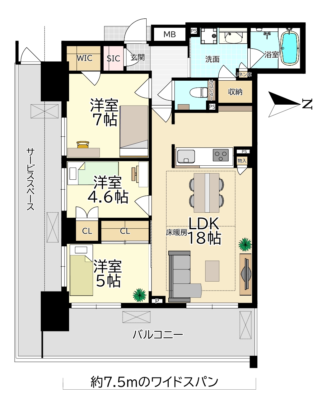 プラウド阪急塚口駅前の間取り