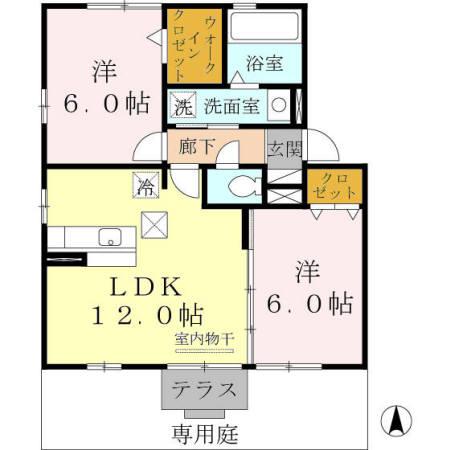 桜井市大字大福のアパートの間取り