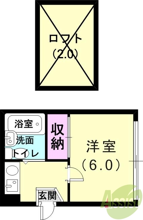 神戸市北区鈴蘭台南町のアパートの間取り