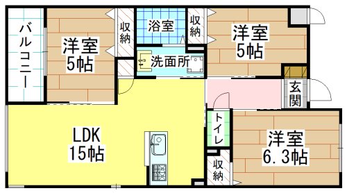 【北九州市小倉北区足立のマンションの間取り】