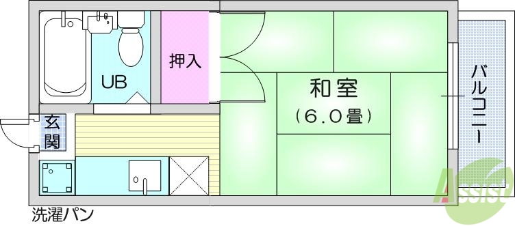 宮城県仙台市若林区連坊２（アパート）の賃貸物件の間取り