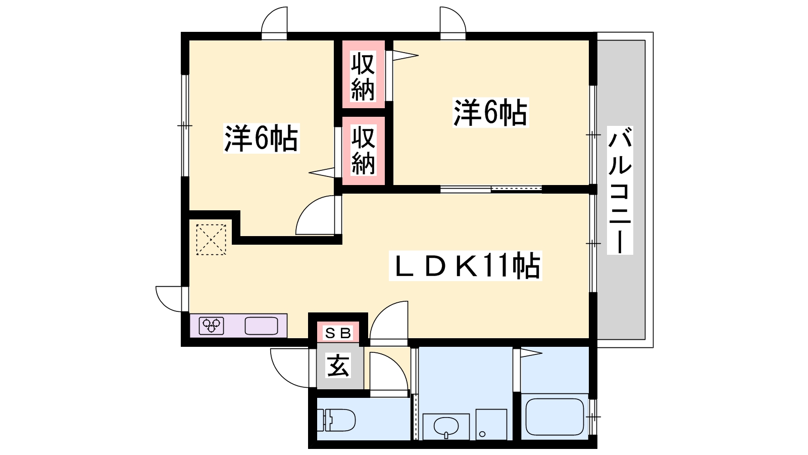 姫路市広畑区城山町のアパートの間取り