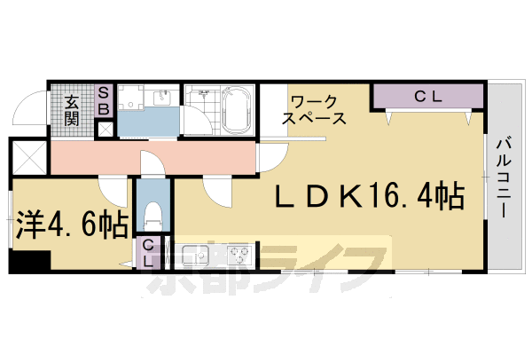 京都市山科区東野中井ノ上町のマンションの間取り