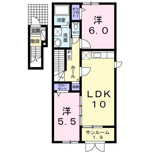 新潟市江南区横越川根町のアパートの間取り