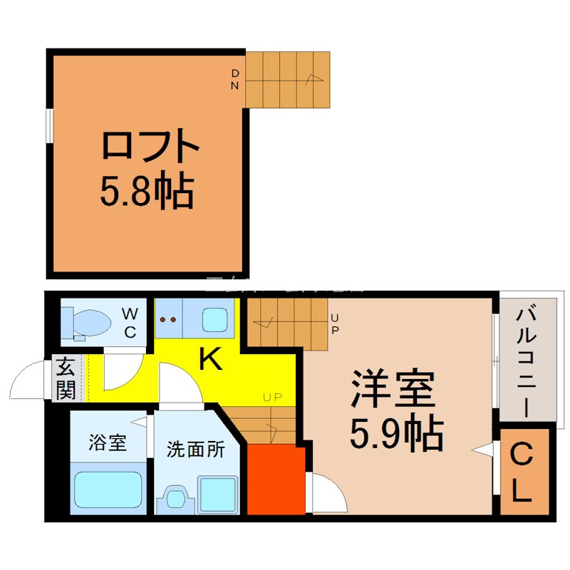 Creo堀田弐番館（クレオ）の間取り