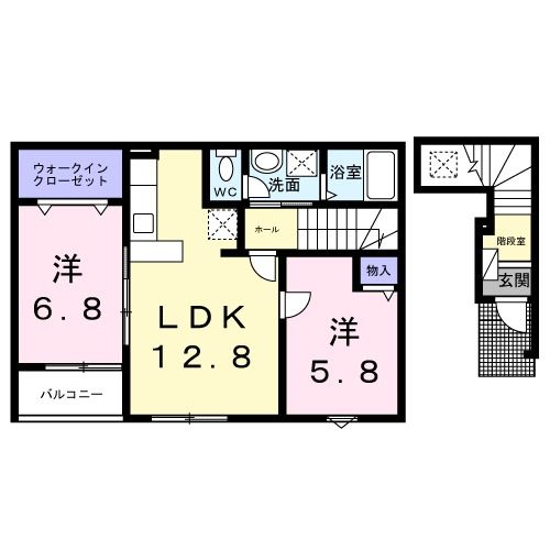 橿原市高殿町のアパートの間取り