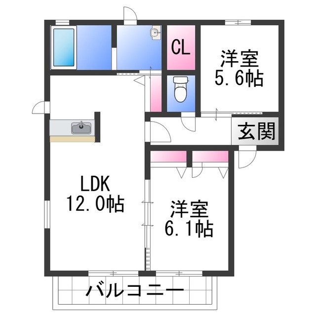 紀の川市北勢田のアパートの間取り