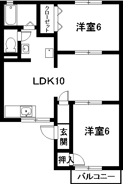 名古屋市中川区戸田のアパートの間取り