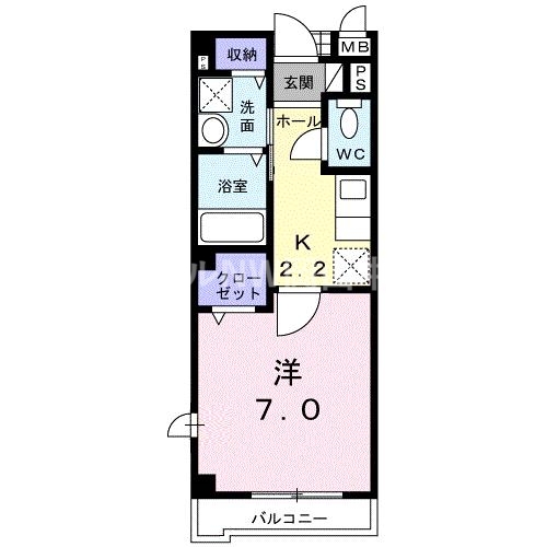 【岡山市北区大供本町のアパートの間取り】