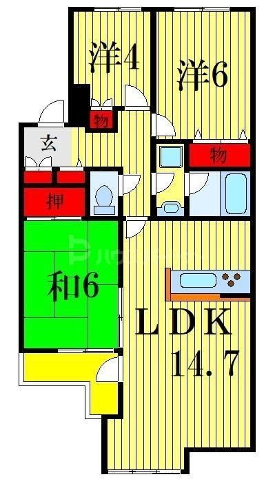 市川市平田のマンションの間取り