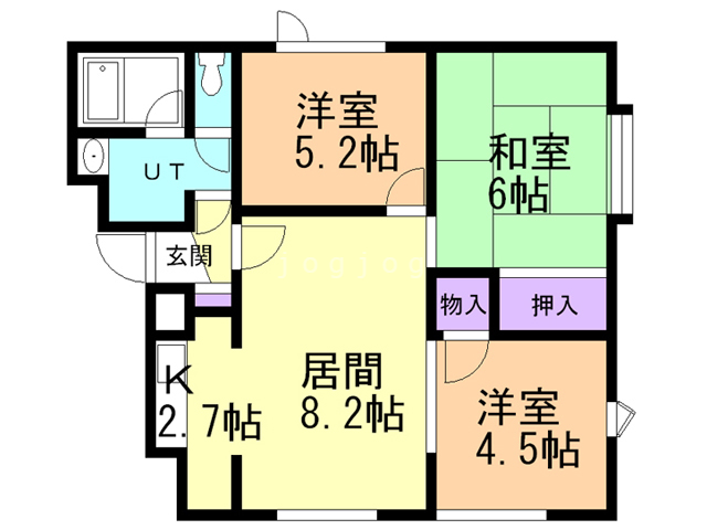 札幌市白石区北郷七条のアパートの間取り