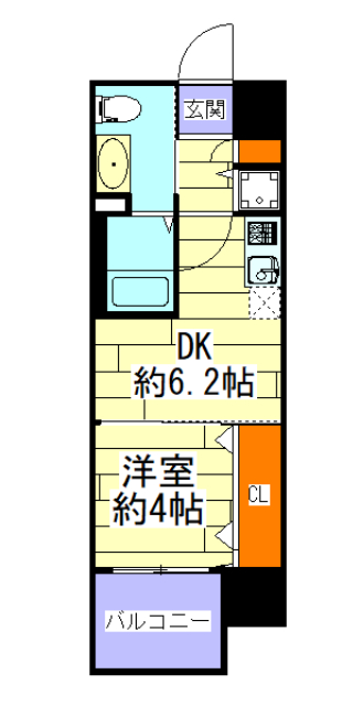 【大阪市浪速区日本橋のマンションの間取り】