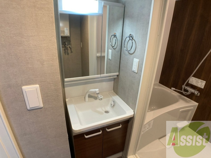 洗面設備　シャンプードレッサー。身支度はここでばっちりですね。