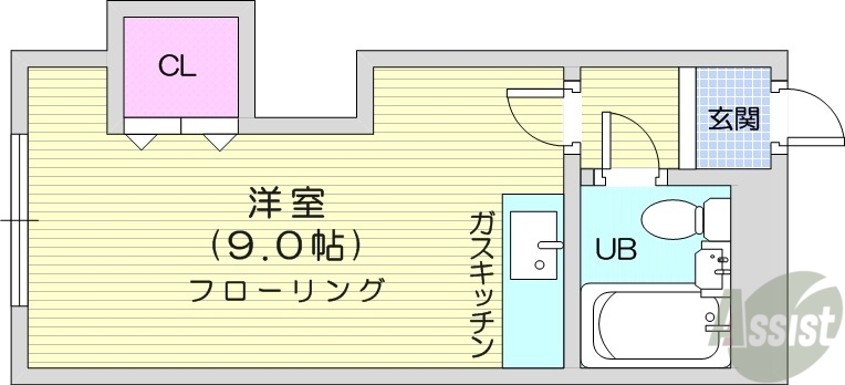 札幌市中央区南十三条西のアパートの間取り