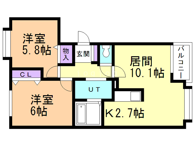 【札幌市北区あいの里三条のマンションの間取り】