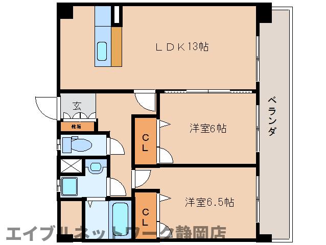 【静岡市葵区銭座町のマンションの間取り】