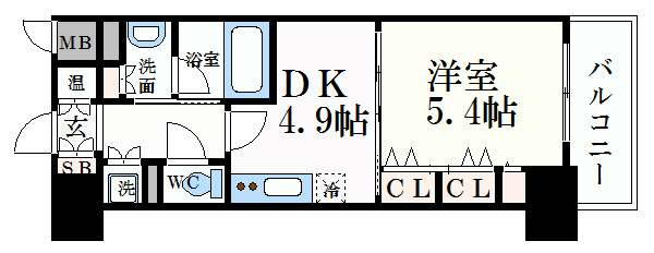 神戸市中央区磯上通のマンションの間取り