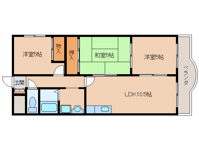 生駒市東旭ケ丘のマンションの間取り