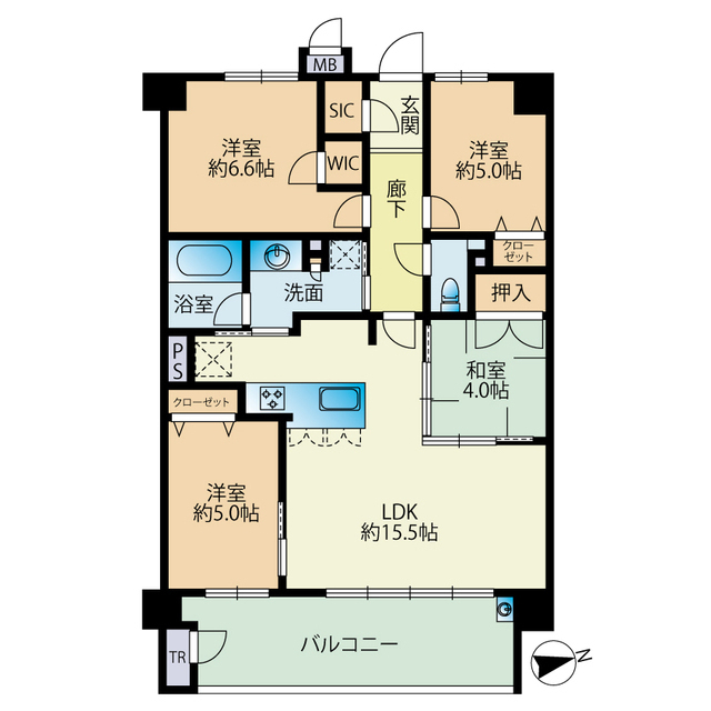 サンパーク千早グラッセ　４０７の間取り