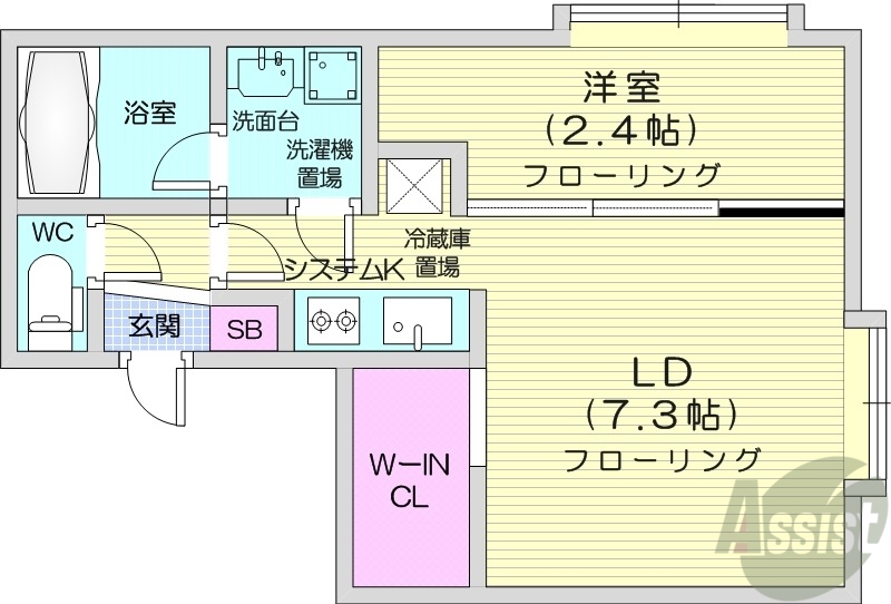 札幌市白石区南郷通のマンションの間取り