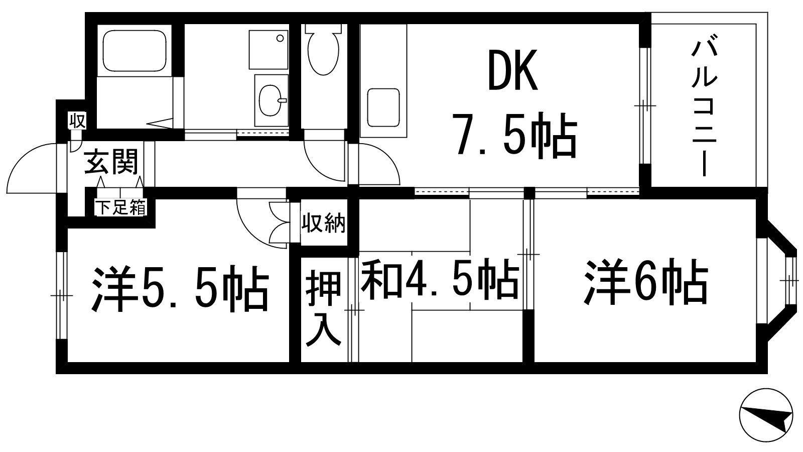 【川西市一庫のマンションの間取り】