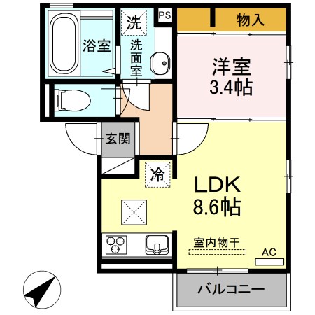 鹿児島市西陵のアパートの間取り