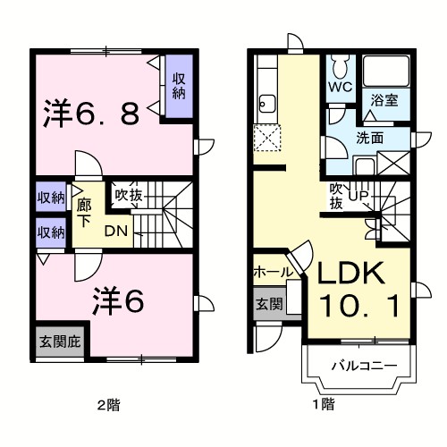 【松本市梓川倭のアパートの間取り】